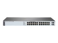 HPE 1820-24G-PoE+ (185W) - Commutateur - Géré - 12 x 10/100/1000 (PoE+) + 12 x 10/100/1000 + 2 x Fast Ethernet/Gigabit SFP - de bureau, Montable sur rack - PoE+ (185 W) J9983A